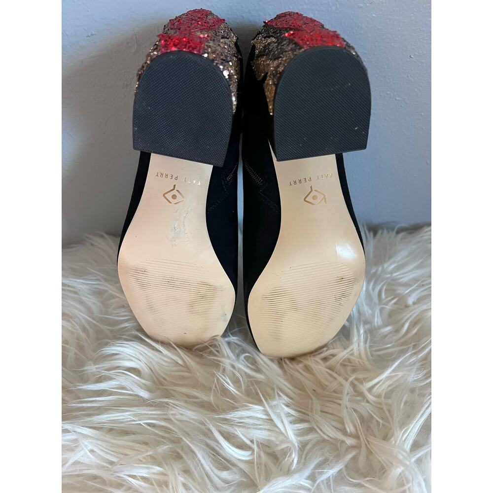 Katy Perry The Flame Black 9 Sequin Ankle Boots Heel Velvet Festival Glam Punk - Picture 9 of 11